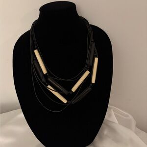 Black and Cream Multi-Strand Necklace